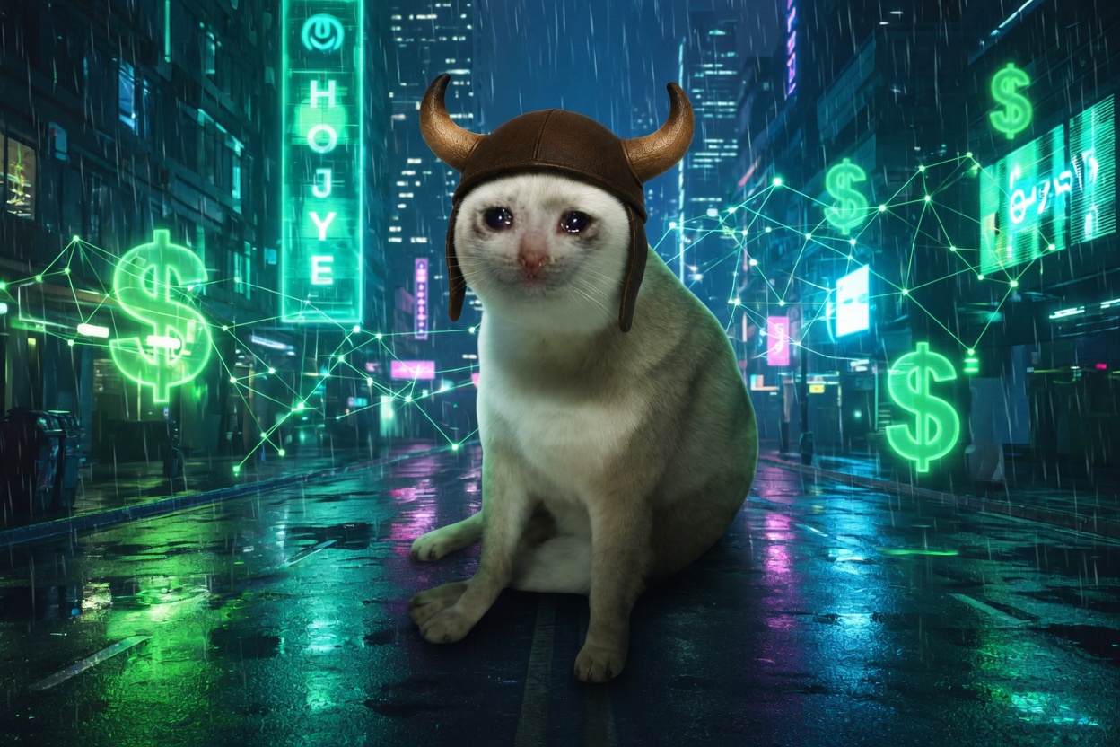 Bull Cat at trading desk